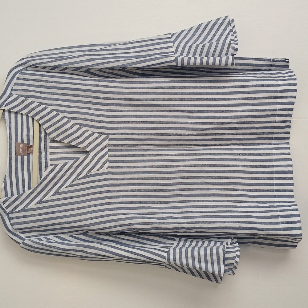 Chico's "Striped" Blue & White Blouse in Size 3 /XL